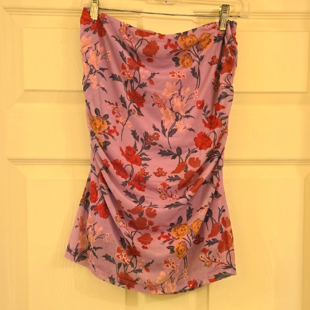 Anthropologie Purple Floral Pencil Skirt